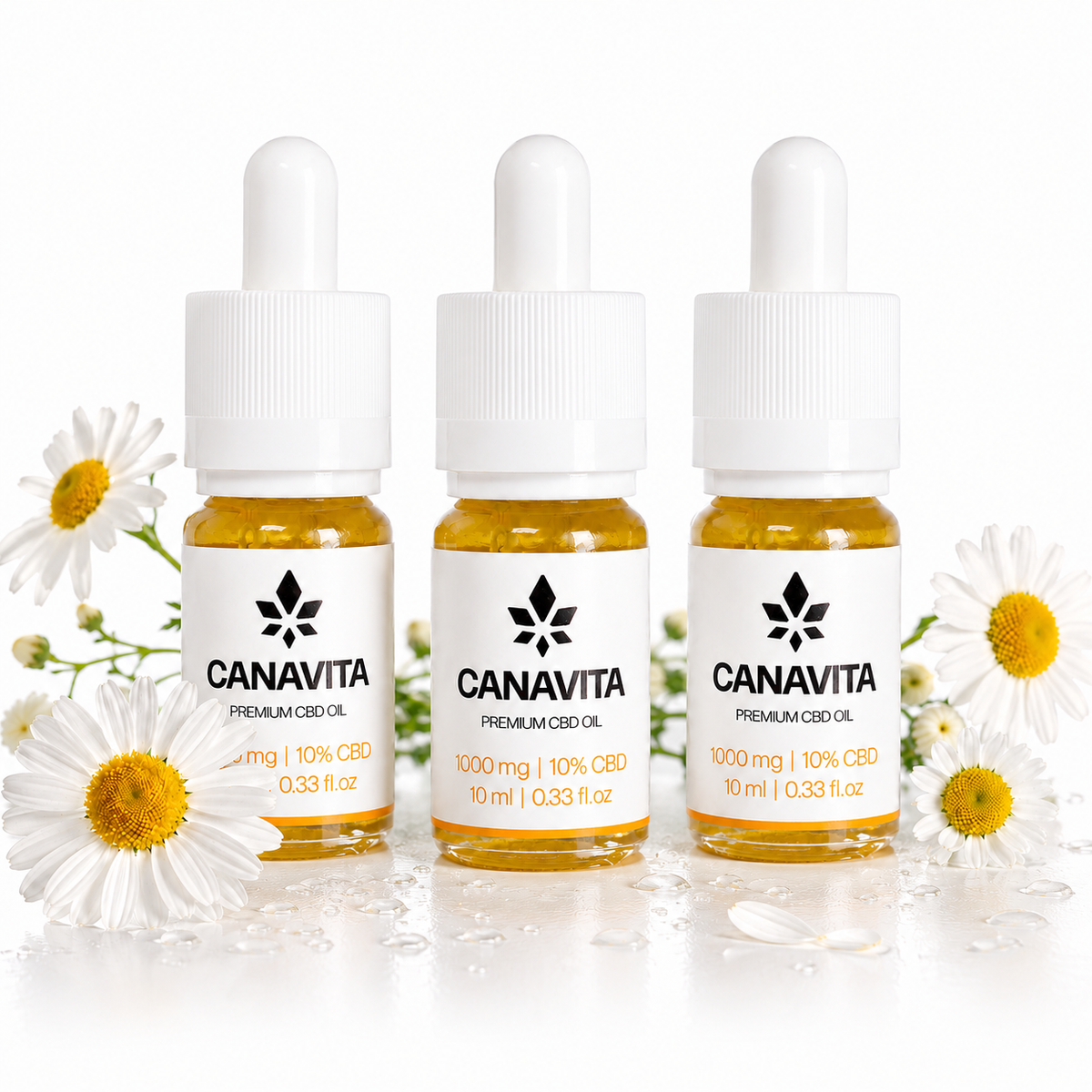 Fullspektrum premium CBD-olje 10% – 3 flasker