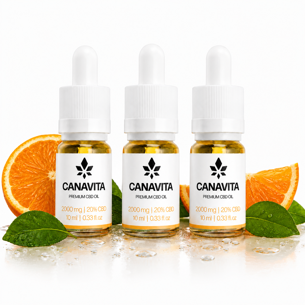Fullspektrum premium CBD-olje 20% – 3 flasker