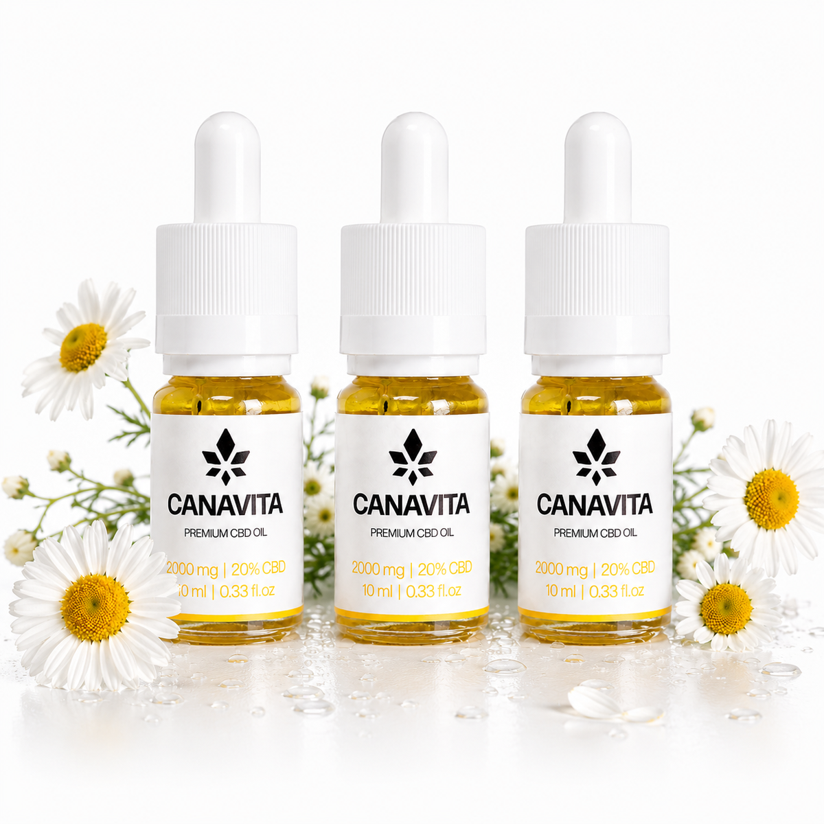 Fullspektrum premium CBD-olje 20% – 3 flasker